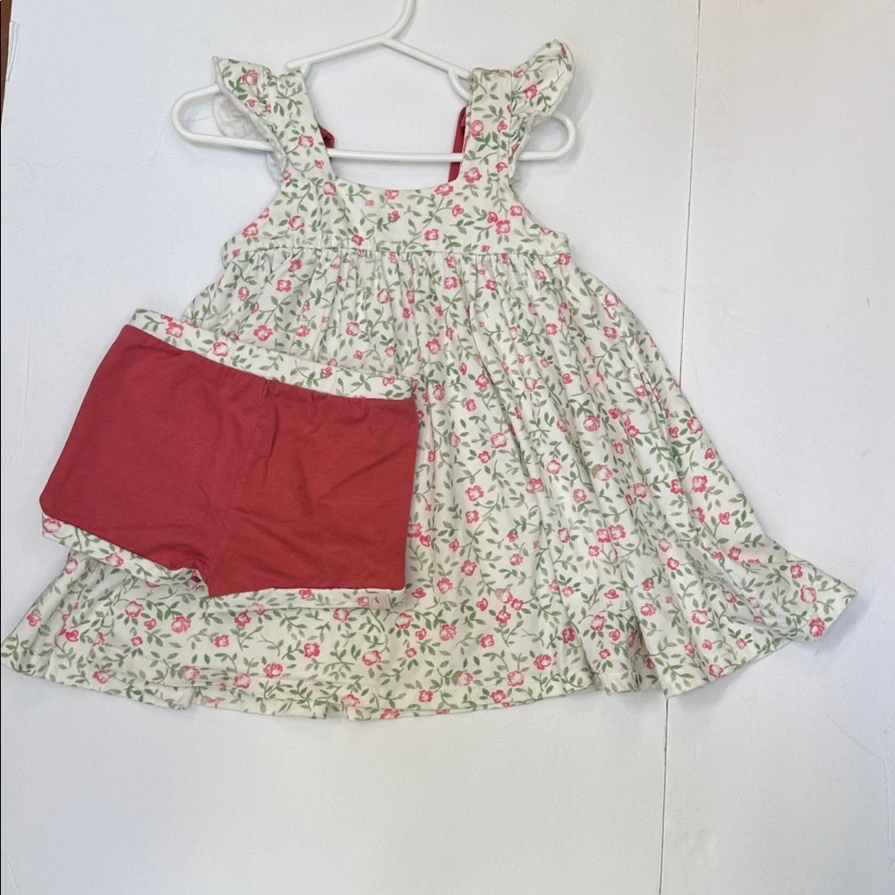 OMI JO Girls 3T Aunt Heart Tunic Red White Green Floral Christmas Vine & Bloomer